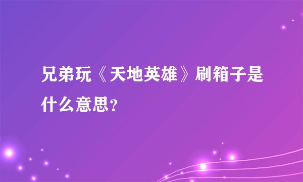 兄弟玩《天地英雄》刷箱子是什么意思？
