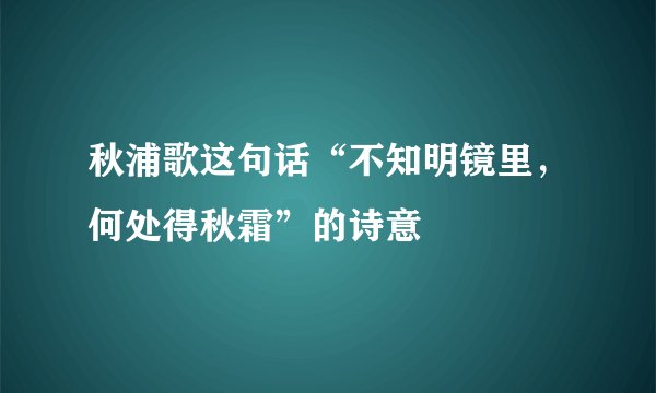 秋浦歌这句话“不知明镜里，何处得秋霜”的诗意