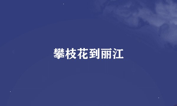 攀枝花到丽江
