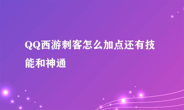 QQ西游刺客怎么加点还有技能和神通