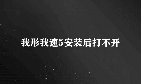 我形我速5安装后打不开
