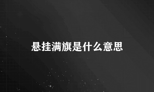 悬挂满旗是什么意思