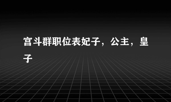 宫斗群职位表妃子，公主，皇子