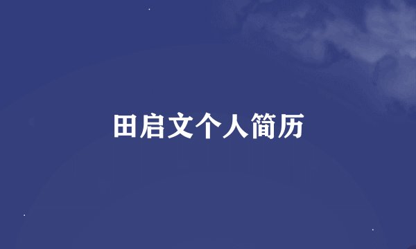田启文个人简历