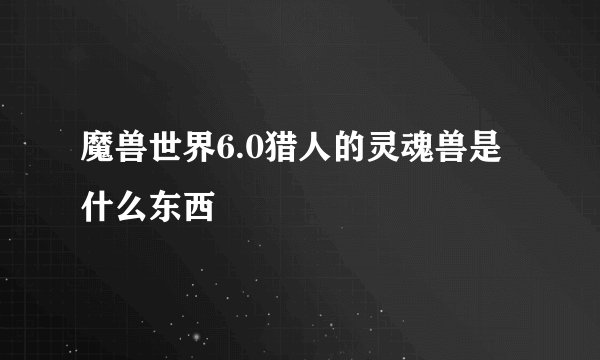 魔兽世界6.0猎人的灵魂兽是什么东西