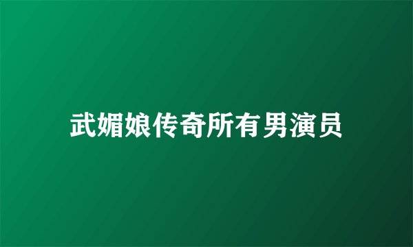 武媚娘传奇所有男演员