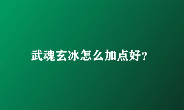 武魂玄冰怎么加点好？