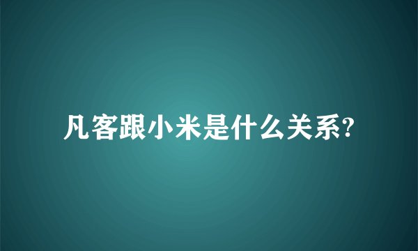 凡客跟小米是什么关系?