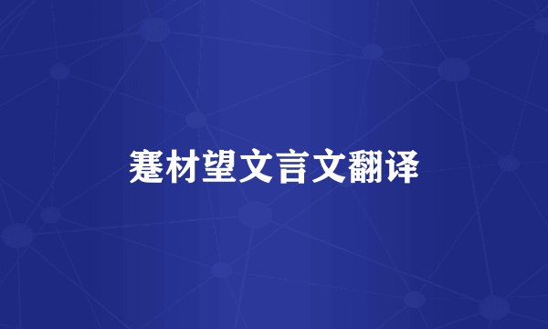 蹇材望文言文翻译