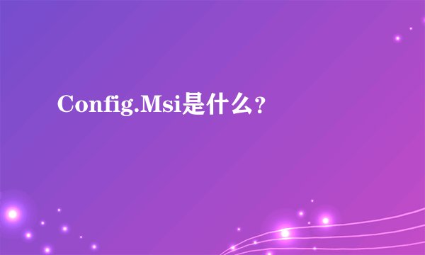 Config.Msi是什么？