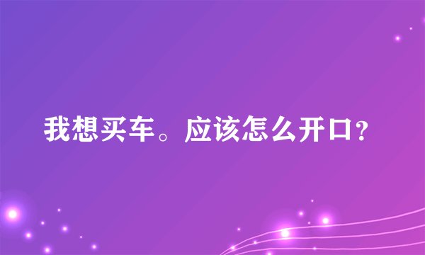 我想买车。应该怎么开口？