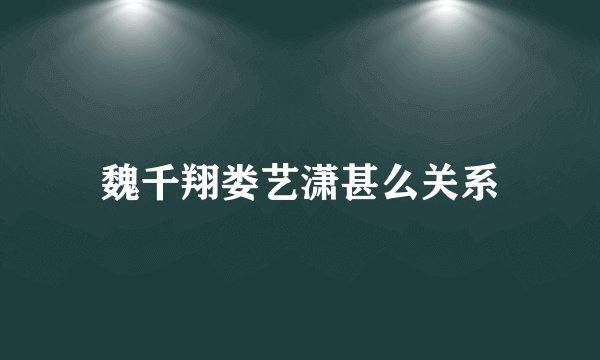 魏千翔娄艺潇甚么关系