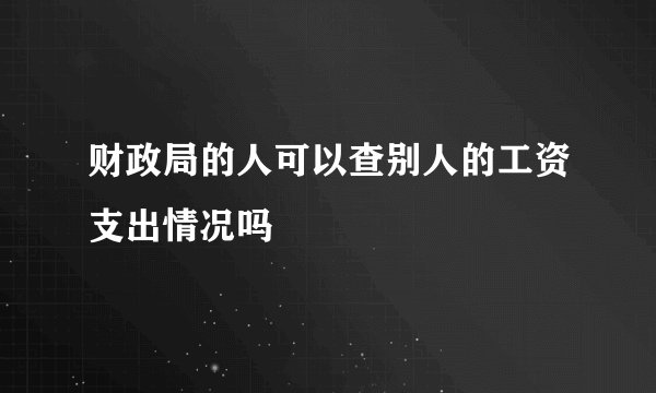 财政局的人可以查别人的工资支出情况吗