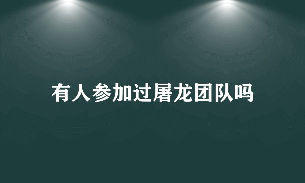 有人参加过屠龙团队吗
