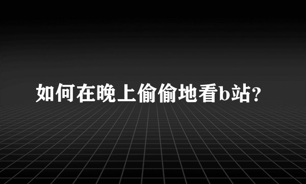 如何在晚上偷偷地看b站？