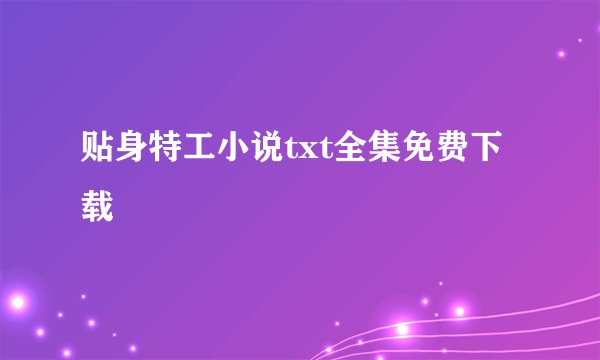 贴身特工小说txt全集免费下载