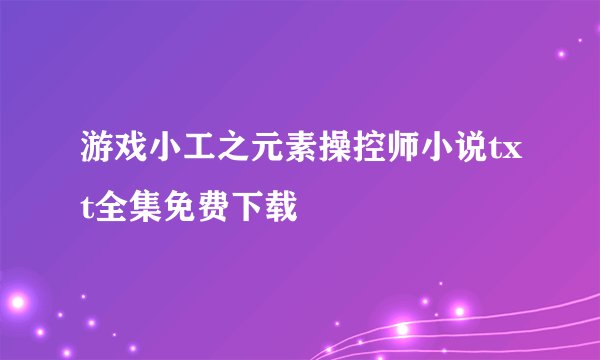 游戏小工之元素操控师小说txt全集免费下载