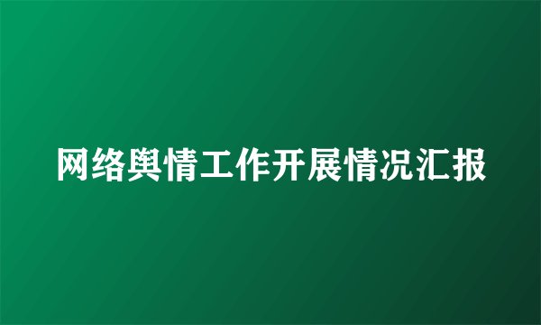 网络舆情工作开展情况汇报