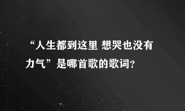 “人生都到这里 想哭也没有力气”是哪首歌的歌词？