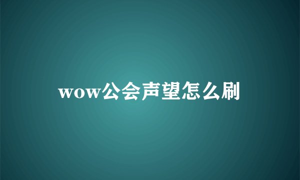 wow公会声望怎么刷