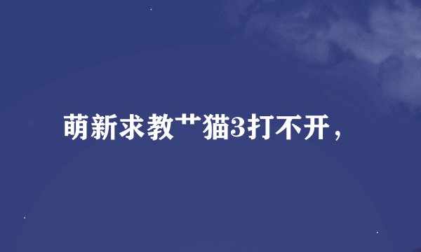 萌新求教艹猫3打不开，