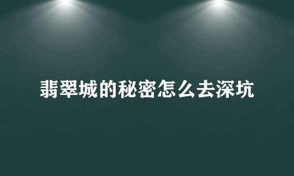 翡翠城的秘密怎么去深坑