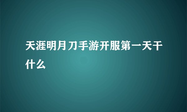 天涯明月刀手游开服第一天干什么