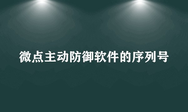 微点主动防御软件的序列号