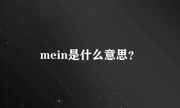 mein是什么意思？