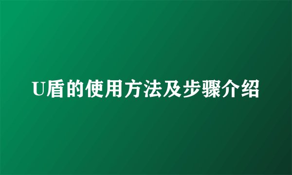 U盾的使用方法及步骤介绍