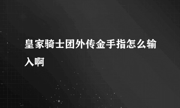 皇家骑士团外传金手指怎么输入啊