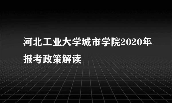 河北工业大学城市学院2020年报考政策解读