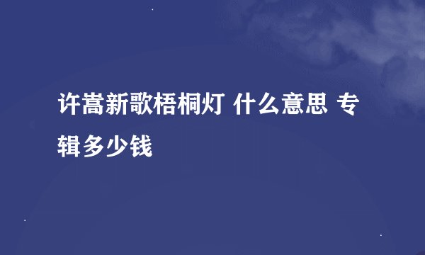 许嵩新歌梧桐灯 什么意思 专辑多少钱