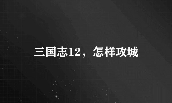 三国志12，怎样攻城