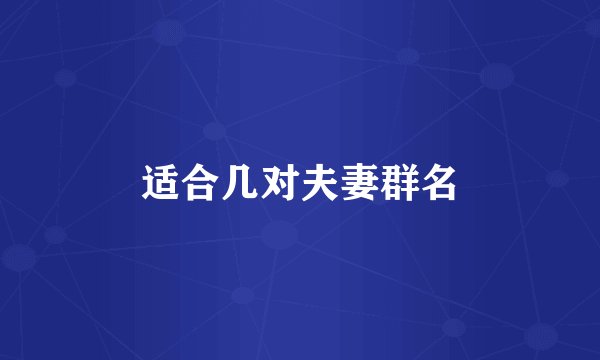适合几对夫妻群名