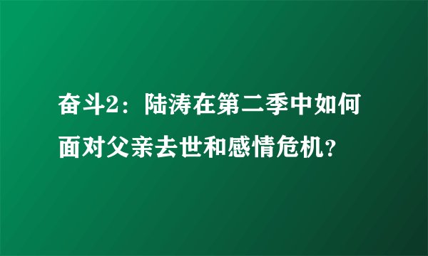 奋斗2：陆涛在第二季中如何面对父亲去世和感情危机？