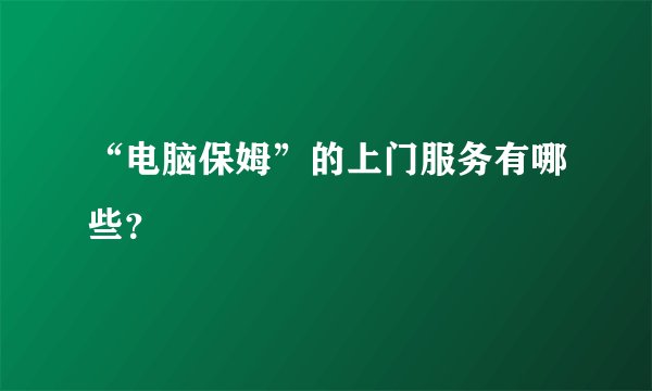 “电脑保姆”的上门服务有哪些？