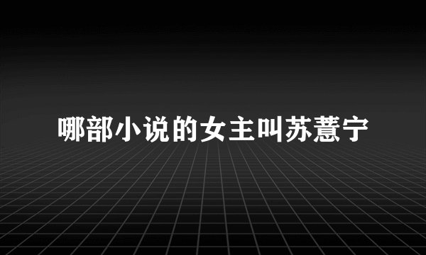 哪部小说的女主叫苏薏宁