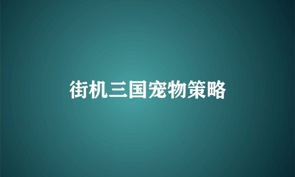 街机三国宠物策略