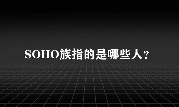 SOHO族指的是哪些人？