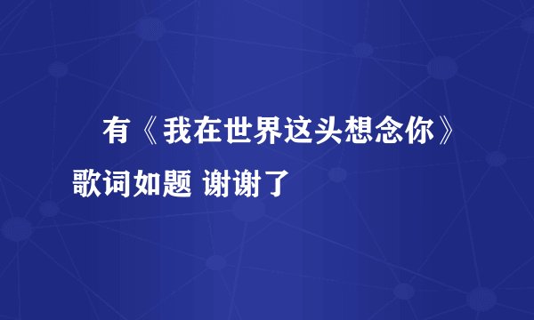 誰有《我在世界这头想念你》歌词如题 谢谢了