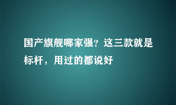 国产旗舰哪家强？这三款就是标杆，用过的都说好