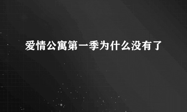 爱情公寓第一季为什么没有了