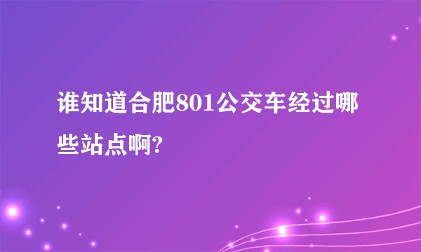 谁知道合肥801公交车经过哪些站点啊?