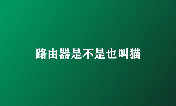 路由器是不是也叫猫