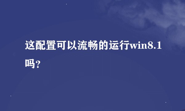 这配置可以流畅的运行win8.1吗?