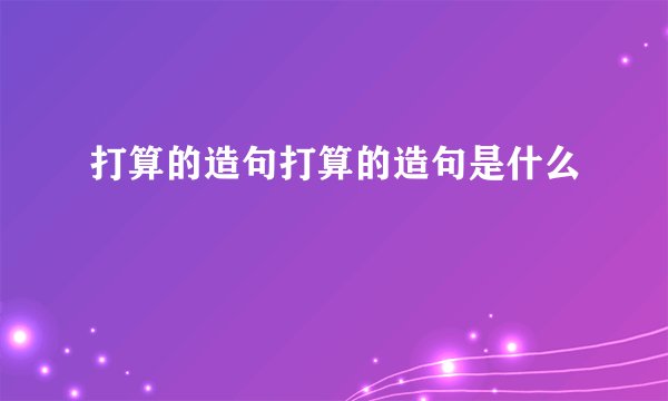 打算的造句打算的造句是什么