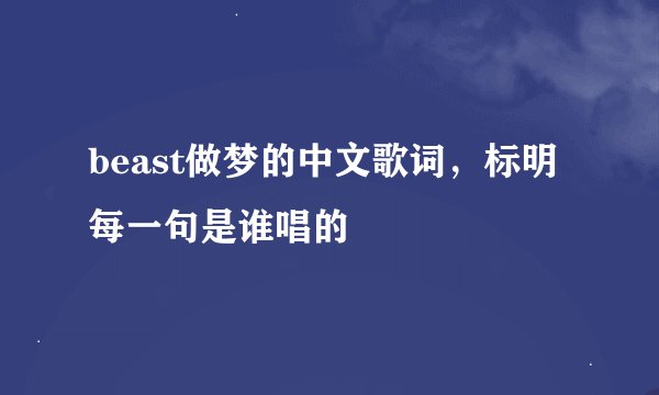 beast做梦的中文歌词，标明每一句是谁唱的