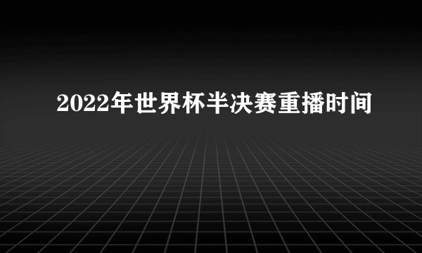 2022年世界杯半决赛重播时间