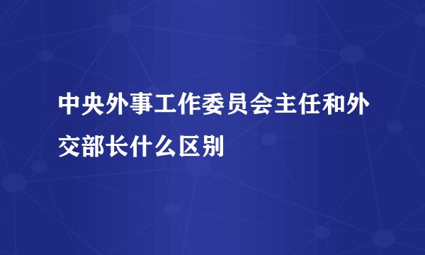 中央外事工作委员会主任和外交部长什么区别